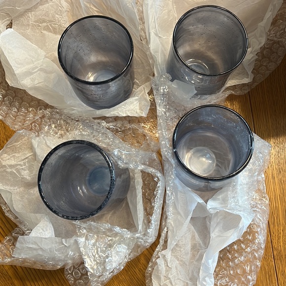 Blue Bubble Glass Drink Ware -  4 pieces - Picture 2 of 4